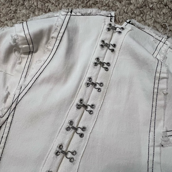 Urban Outfitters | Bustier Corset Jean White Crop Top Large - Picture 4 of 7